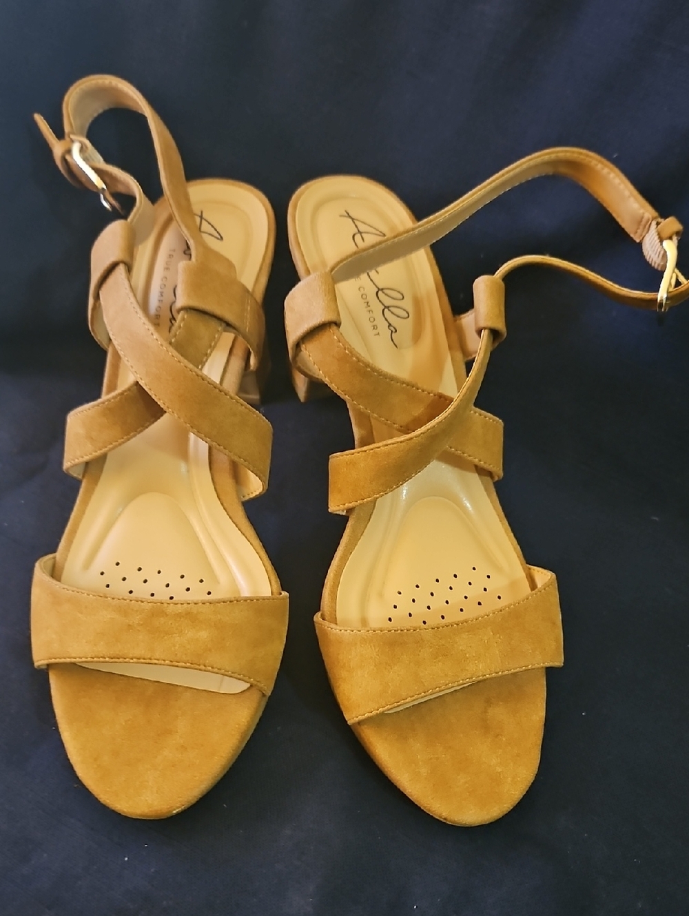 Abella Tan Suede Crisscross Ankle Strap Sandals